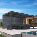 PURPLELEAF Outdoor Grey Solid Color Roller Blinds for Louvered Pergolas, Thermal Insulated, UV & Waterproof Fabric, Privacy Protection, Easy Installation
