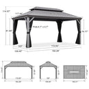 PURPLE LEAF Patio Gazebo for Pool Light Grey Hardtop Galvanized Steel Roof with Upgraded Curtains