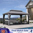 PURPLE LEAF Patio Gazebo for Pool Light Grey Hardtop Galvanized Steel Roof with Upgraded Curtains