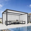 PURPLE LEAF Athena Louvered Pergola Grey Outdoor Aluminum Pergola with Shutter Wall Adjustable Gazebo Rainproof for Patio Deck Garden