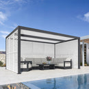 PURPLE LEAF Athena Louvered Pergola Grey Outdoor Aluminum Pergola with Shutter Wall Adjustable Gazebo Rainproof for Patio Deck Garden
