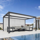 PURPLE LEAF Athena Louvered Pergola Grey Outdoor Aluminum Pergola with Shutter Wall Adjustable Gazebo Rainproof for Patio Deck Garden