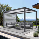 PURPLE LEAF Athena Louvered Pergola Grey Outdoor Aluminum Pergola with Roller Blinds Adjustable Gazebo Rainproof for Patio Deck Garden