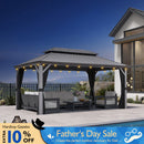PURPLE LEAF Patio Gazebo for Pool Light Grey Hardtop Galvanized Steel Roof with String Lights-clear
