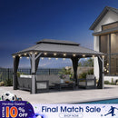 PURPLE LEAF Patio Gazebo for Pool Light Grey Hardtop Galvanized Steel Roof with String Lights-milky