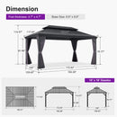 PURPLE LEAF Patio Gazebo for Backyard Grey Hardtop Galvanized Steel Roof Awning with String Lights-clear