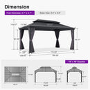 PURPLE LEAF Patio Gazebo for Backyard Grey Hardtop Galvanized Steel Roof Awning with Reinforcement Support Rod