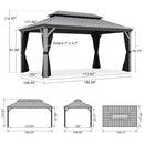 PURPLE LEAF Patio Gazebo for Pool Light Grey Hardtop Galvanized Steel Roof with Reinforcement Support Rod