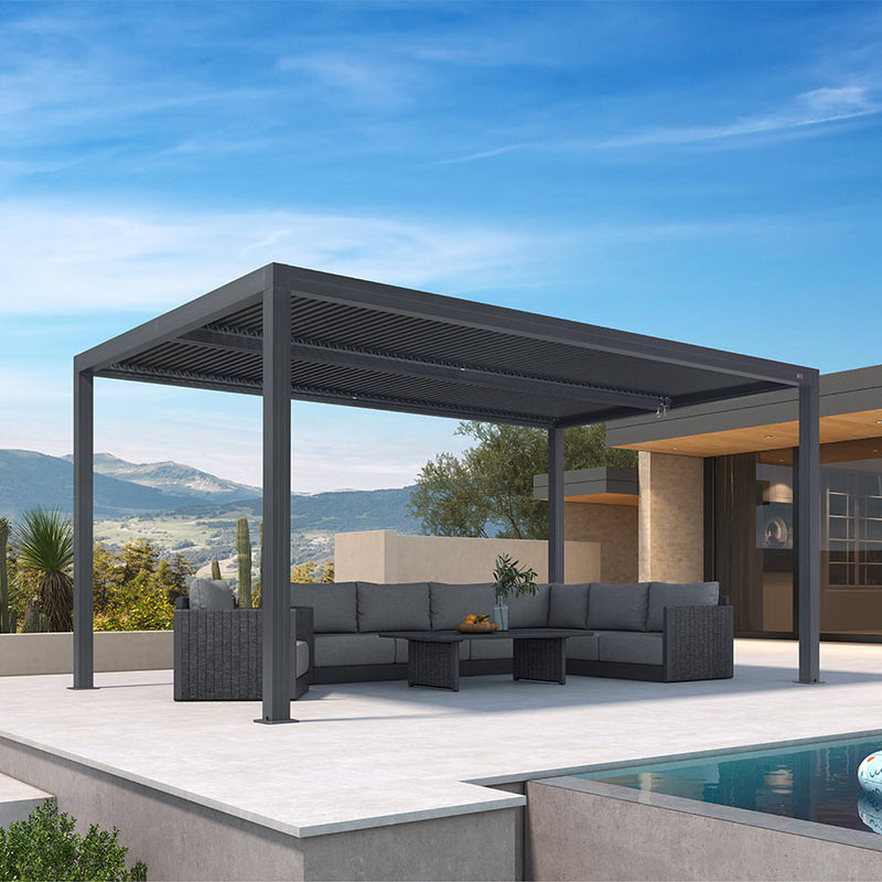 PURPLE LEAF Athena Louvered Pergola Outdoor Aluminum Pergola with Adjustable Roof for Deck Backyard Garden Hardtop Gazebo