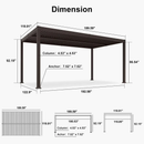 PURPLE LEAF Caesar Louvered Pergola Outdoor Adjustable Roof Modern Patio Aluminum Pergola for Deck Backyard Garden Hardtop Gazebo Bronze