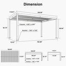 PURPLE LEAF Caesar LED Louvered Pergola with Integrated Solar Strip Lights Adjustable Aluminum Louvers Wind Resistant Pergolas for Patio Dining Deck Garden Yard White