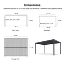 PURPLE LEAF Athena Louvered Pergola Grey Outdoor Aluminum Pergola with Shutter Wall Adjustable Gazebo Rainproof for Patio Deck Garden