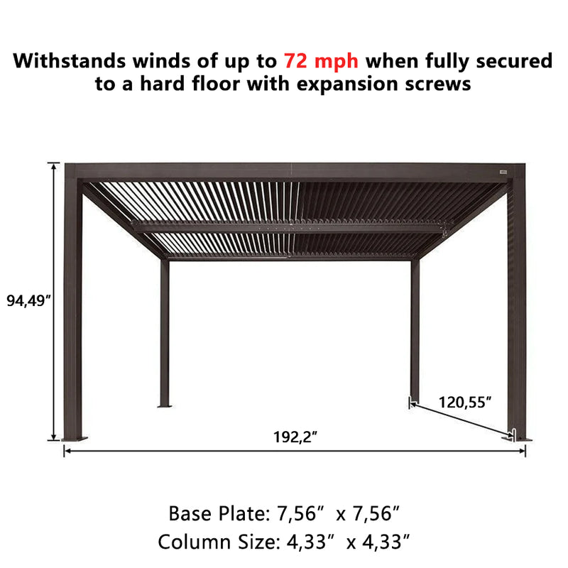 PURPLE LEAF Louvered Pergola Outdoor Aluminum Pergola with Adjustable Roof for Deck Backyard Garden Hardtop Gazebo
