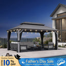 PURPLE LEAF Patio Gazebo for Pool Light Grey Hardtop Galvanized Steel Roof with String Lights-milky