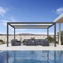 PURPLE LEAF Athena Louvered Pergola Modern Grey Pergola White Roof with Sanori Patio Couch Set Modular Sofas for Deck Backyard Garden