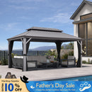 PURPLE LEAF Patio Gazebo for Pool Light Grey Hardtop Galvanized Steel Roof with Upgraded Curtains