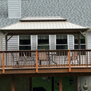 PURPLE LEAF Deck Gazebo Champagne Hardtop Metal Frame Double Roof with Curtains and Netting with Lights-milky