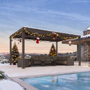 PURPLE LEAF Athena Outdoor Louvered Pergola Adjustable Metal Roof Bronze Hardtop Gazebo Patio Pavilion