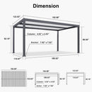 PURPLE LEAF Outdoor Louvered Pergola Patio Sun Shade Shelter with Adjustable Hardtop Patio Pergola Gray Frame White Roof