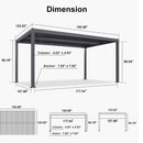 PURPLE LEAF Outdoor Louvered Pergola Patio Sun Shade Shelter with Adjustable Hardtop Patio Pergola Grey