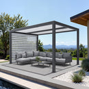 PURPLE LEAF Athena Louvered Pergola Grey Outdoor Aluminum Pergola with Roller Blinds Adjustable Gazebo Rainproof for Patio Deck Garden