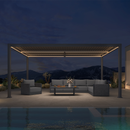 PURPLE LEAF Caesar Solar Louvered Pergola with LED Strip Lights and Control Panel Aluminum Outdoor Pergola with Adjustable Roof for Patio Deck Garden Yard Gray