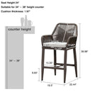 PURPLE LEAF Modern Bar Stools Set of 2, Aluminum Bar Stool with Cushion for Indoor and Outdoor, Kitchen Island