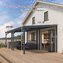 PURPLE LEAF Lean to Gazebo Metal Roof Patio Cover Built-in Drain Slots Wall Mounted Gazebo for Outdoor Extension
