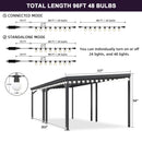 PURPLE LEAF Lean to Gazebo Metal Roof Patio Cover Built-in Drain Slots Wall Mounted Gazebo with Lights-milky for Outdoor Extension