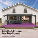 PURPLE LEAF Lean to Gazebo Metal Roof Patio Cover Built-in Drain Slots Wall Mounted Gazebo for Outdoor Extension