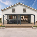 PURPLE LEAF Lean to Gazebo Metal Roof Patio Cover Built-in Drain Slots Wall Mounted Gazebo for Outdoor Extension