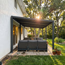 PURPLE LEAF Caesar Hardtop Louvered Pergola, Slanted Roof Outdoor Aluminum Patio Pergola with Adjustable Rainproof Roof, Heavy-Duty Lean to Gazebo for Patios Backyard Deck, Gray