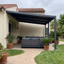 PURPLE LEAF Caesar Wall Mounted Louvered Pergola, All-Aluminum Patio Cover with Adjustable Roof, Hidden Gutter Drainage, Lean-to Pergola for Deck, Backyard, Porch, Dark Gray
