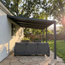 PURPLE LEAF Caesar Wall Mounted Louvered Pergola, All-Aluminum Patio Cover with Adjustable Roof, Hidden Gutter Drainage, Lean-to Pergola for Deck, Backyard, Porch, Dark Gray