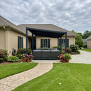 PURPLE LEAF Caesar Hardtop Louvered Pergola, Slanted Roof Outdoor Aluminum Patio Pergola with Adjustable Rainproof Roof, Heavy-Duty Lean to Gazebo for Patios Backyard Deck, Gray