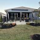 PURPLE LEAF Modern Gazebo Grey Hardtop Galvanized Steel Double Roof White Aluminum Poles with Curtains and Netting with Lights-clear