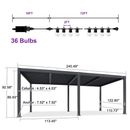 PURPLE LEAF Caesar Louvered Pergola with Milky String Lights Patio Aluminum Pergola with Independent Adjustable Rainproof Roof Hardtop Pergola for Outdoor Deck Garden Yard