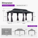 PURPLE LEAF Patio Gazebo for Backyard Grey Hardtop Galvanized Steel Roof Awning with String Lights-clear