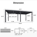 PURPLE LEAF Caesar Outdoor Louvered Pergola Patio Sun Shade Shelter with Adjustable Hardtop Patio Pergola Grey