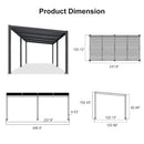 PURPLE LEAF Caesar Hardtop Louvered Pergola, Slanted Roof Outdoor Aluminum Patio Pergola with Adjustable Rainproof Roof, Heavy-Duty Lean to Gazebo for Patios Backyard Deck, Gray