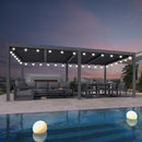 PURPLE LEAF Caesar Louvered Pergola with Milky String Lights Patio Aluminum Pergola with Independent Adjustable Rainproof Roof Hardtop Pergola for Outdoor Deck Garden Yard
