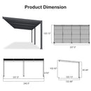 PURPLE LEAF Caesar Wall Mounted Louvered Pergola, All-Aluminum Patio Cover with Adjustable Roof, Hidden Gutter Drainage, Lean-to Pergola for Deck, Backyard, Porch, Dark Gray