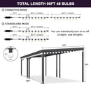PURPLE LEAF Lean to Gazebo Metal Roof Patio Cover Built-in Drain Slots Wall Mounted Gazebo with Lights-milky for Outdoor Extension
