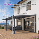 PURPLE LEAF Lean to Gazebo Metal Roof Patio Cover Built-in Drain Slots Wall Mounted Gazebo for Outdoor Extension