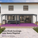 PURPLE LEAF Lean to Gazebo Metal Roof Patio Cover Built-in Drain Slots Wall Mounted Gazebo for Outdoor Extension