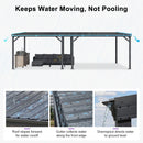 PURPLE LEAF Lean to Gazebo Metal Roof Patio Cover Built-in Drain Slots Wall Mounted Gazebo for Outdoor Extension