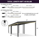 PURPLE LEAF Lean to Gazebo Metal Roof Patio Cover Built-in Drain Slots Wall Mounted Gazebo with Lights-clear for Outdoor Extension