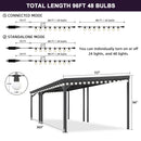 PURPLE LEAF Lean to Gazebo Metal Roof Patio Cover Built-in Drain Slots Wall Mounted Gazebo with Lights-milky for Outdoor Extension