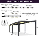 PURPLE LEAF Lean to Gazebo Metal Roof Patio Cover Built-in Drain Slots Wall Mounted Gazebo with Lights-clear for Outdoor Extension