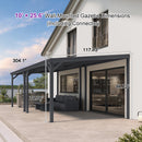 PURPLE LEAF Lean to Gazebo Metal Roof Patio Cover Built-in Drain Slots Wall Mounted Gazebo for Outdoor Extension